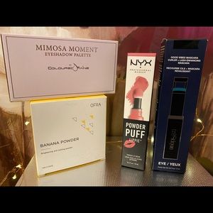 setting powder+mascara+palette+lip cream